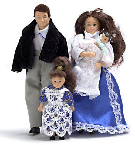 4 Piece Victorian Doll Family Brunette