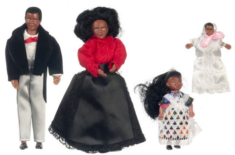 4 Piece Black Victorian Doll Family
