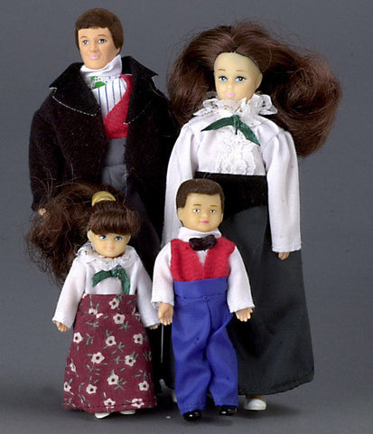 4 Piece Victorian Doll Family Brunette
