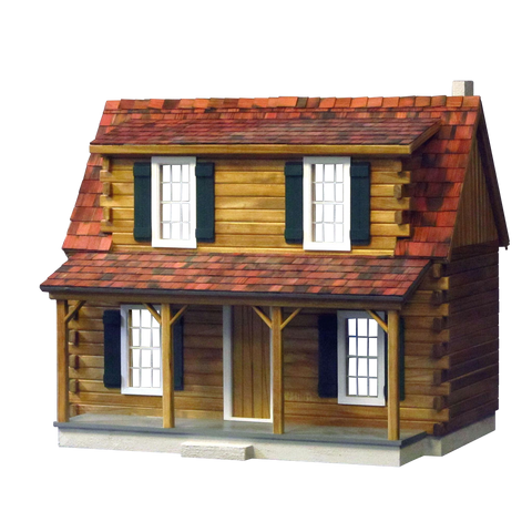 Finished Adirondack Log Cabin Dollhouse Model