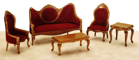 Red & Walnut Living Room Set