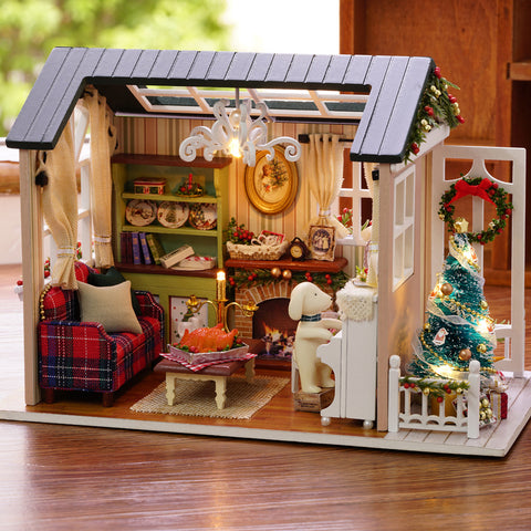 Christmas Diy Miniature Dollhouse Wooden Mini 3d