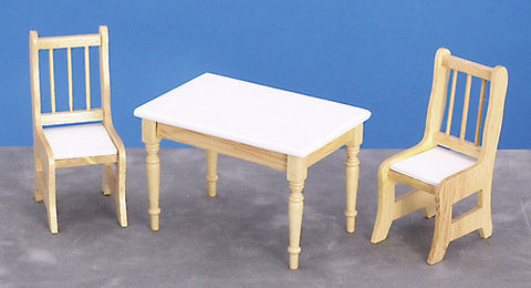 Oak & White Table With 2 Chairs
