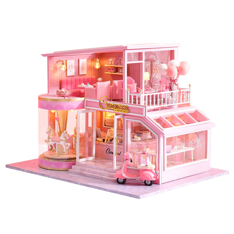 Dollhouse Miniature With Furniture,DIY Dollhouse Kit Mini Modern Villa Model With Music Best Christmas Birthday Gift For Lovers