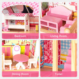 Dollhouse, Toy Family House with 7 pcs Furniture, Play Accessories